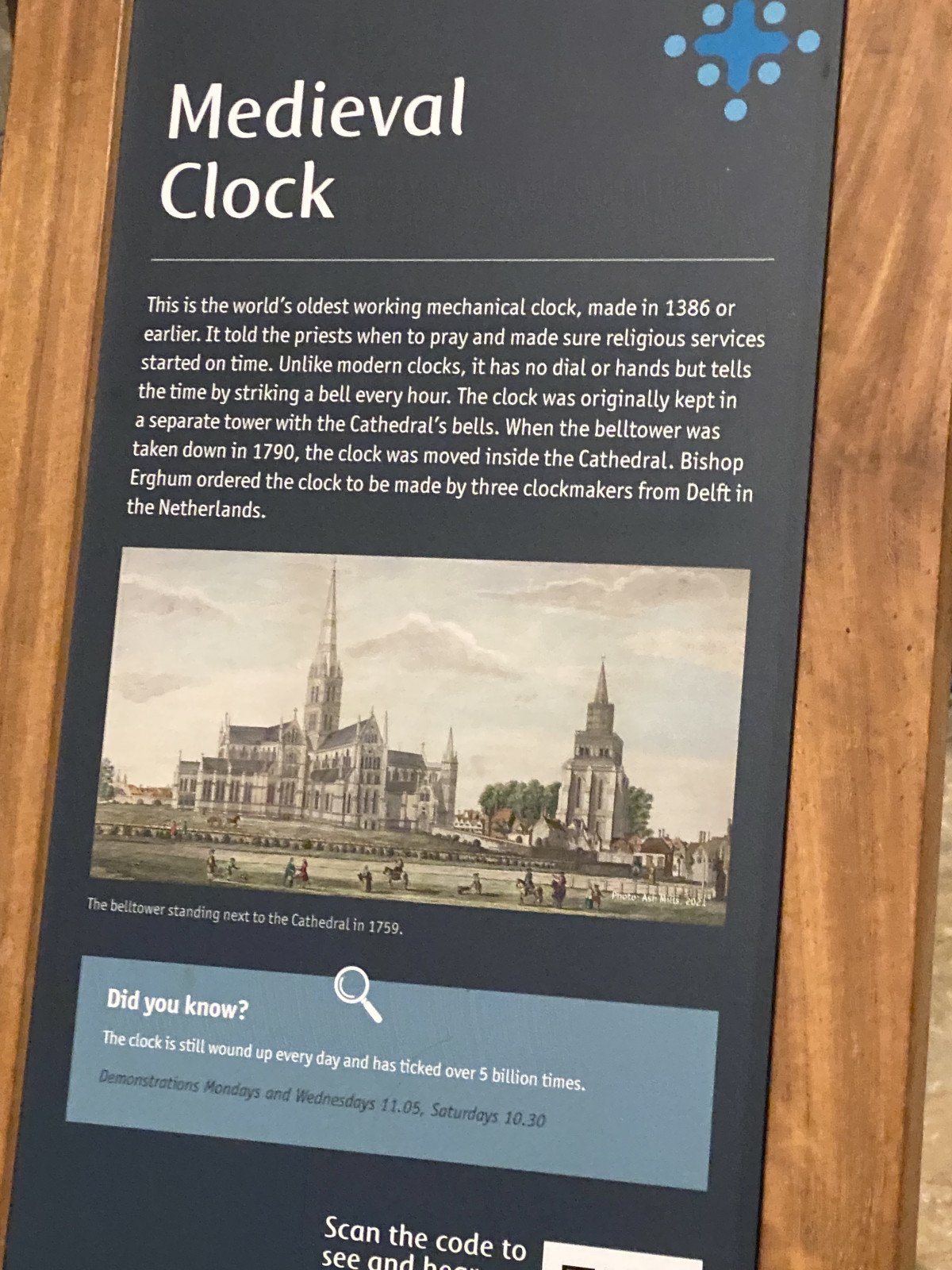 Salisbury Cathedral is home to the world's oldest working mechanical clock