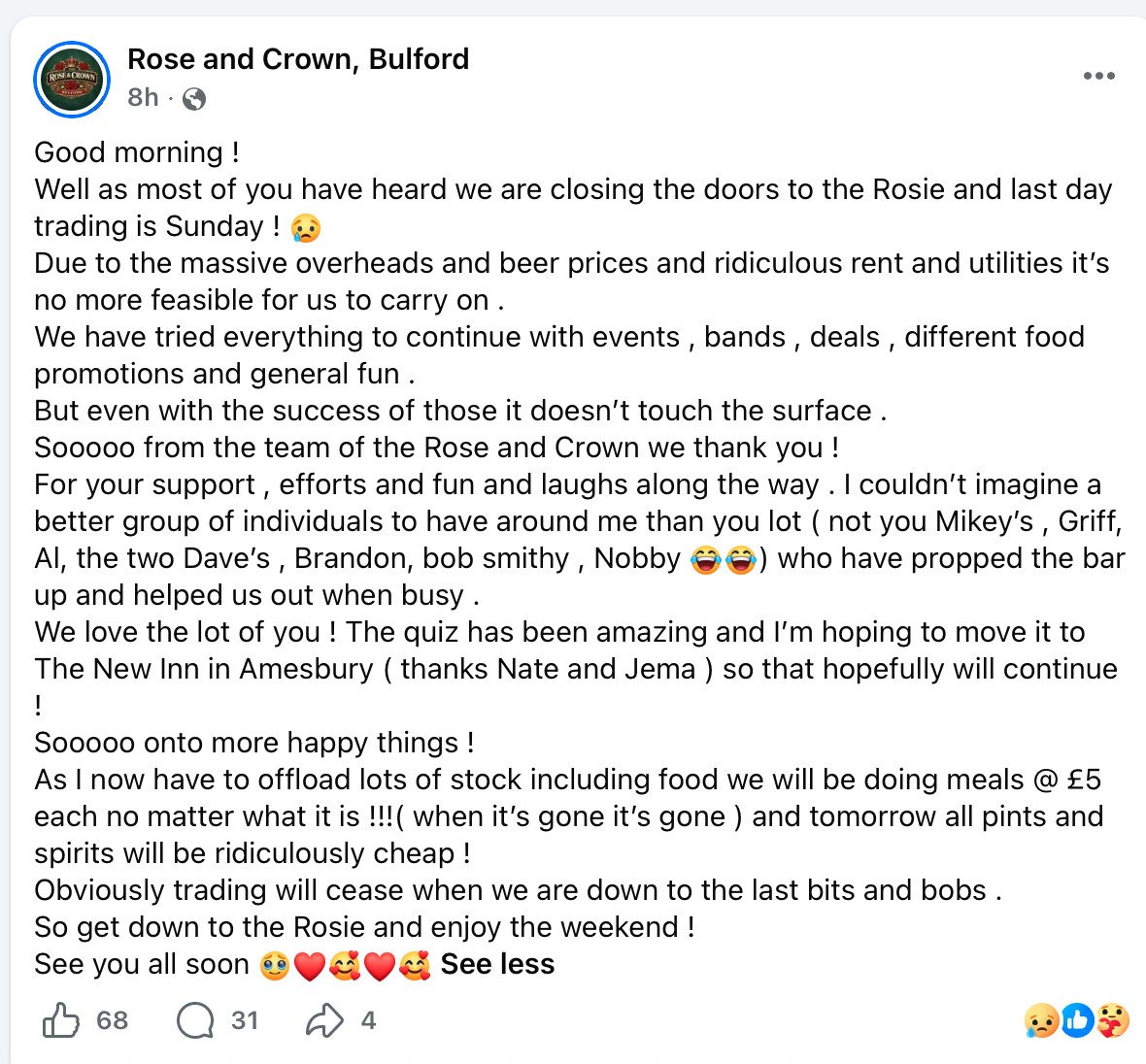 The Rose and Crown in Bulford